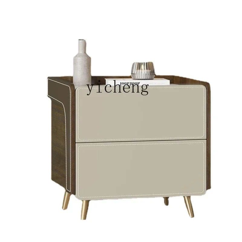 

Bedroom Stone Plate Bedside Table Modern Minimalist Solid Wood Minimalist Creative Bedside Cabinet