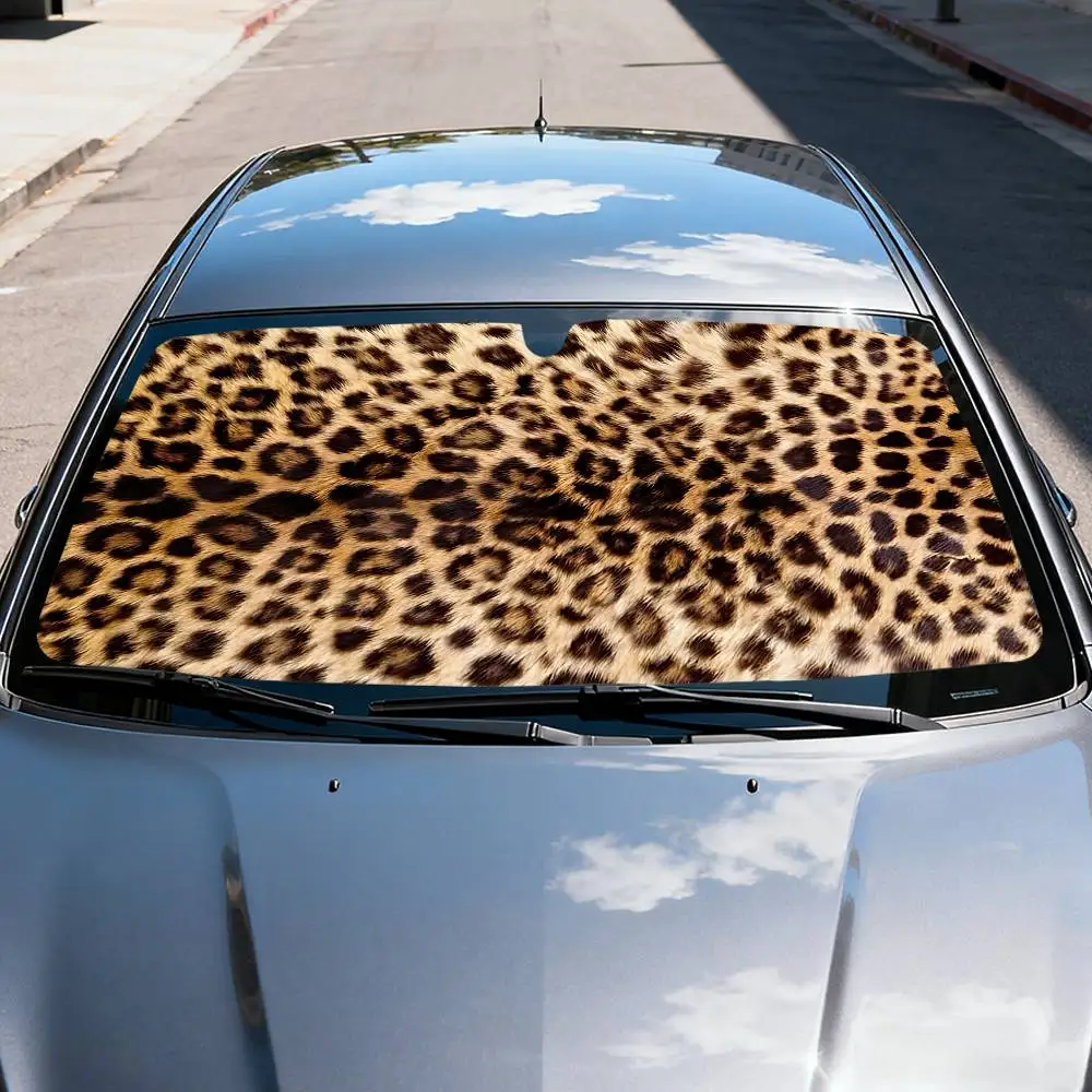 Animal Fur (Leopard Print) Car SunShade Windshield Car Windscreen Cover Sun Shade Auto Visor Car Accessories view 4