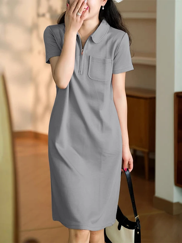   Col ort Sve coton Dr femme ample Midi genou longueur coupe droite jupe décontracté été Faion t-shirt Dr