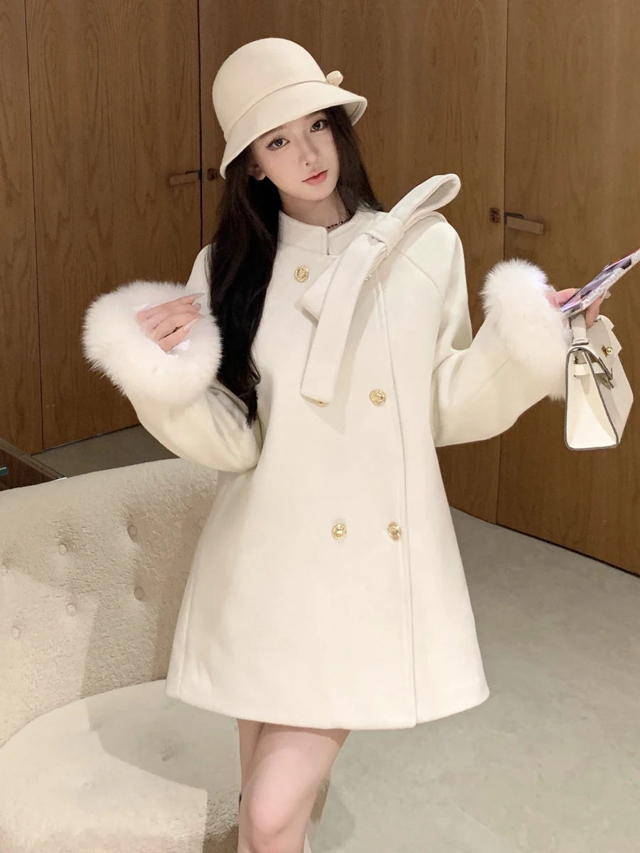 

Элегантное шерстяное пальто с двойной застежкой на пуговицах, длинное, женственное, свободного кроя, с эффектом утепления, премиум-класса