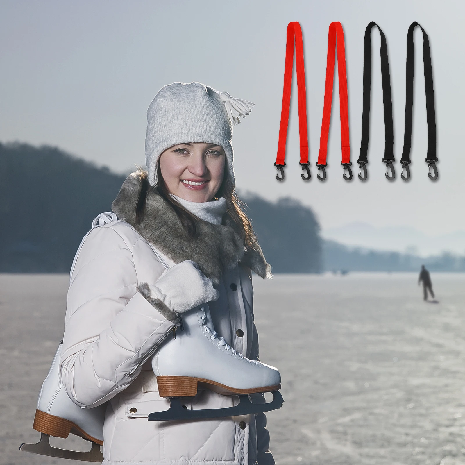 

4pcs Ski Boot Straps Snowboard Carry Shoulder Skiing Nylon Carrier Strap Lightweight Durable Outdoor Use Roller Skating