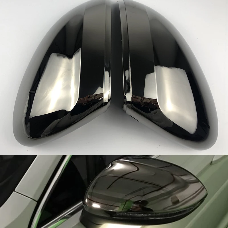 For Volkswagen Passat B8 Areton B7 CC Golf 6 GTI 7 MK7 R MK6 Scirocco Eos Rearview Mirror Cover Shiny Tungsten steel black Cap