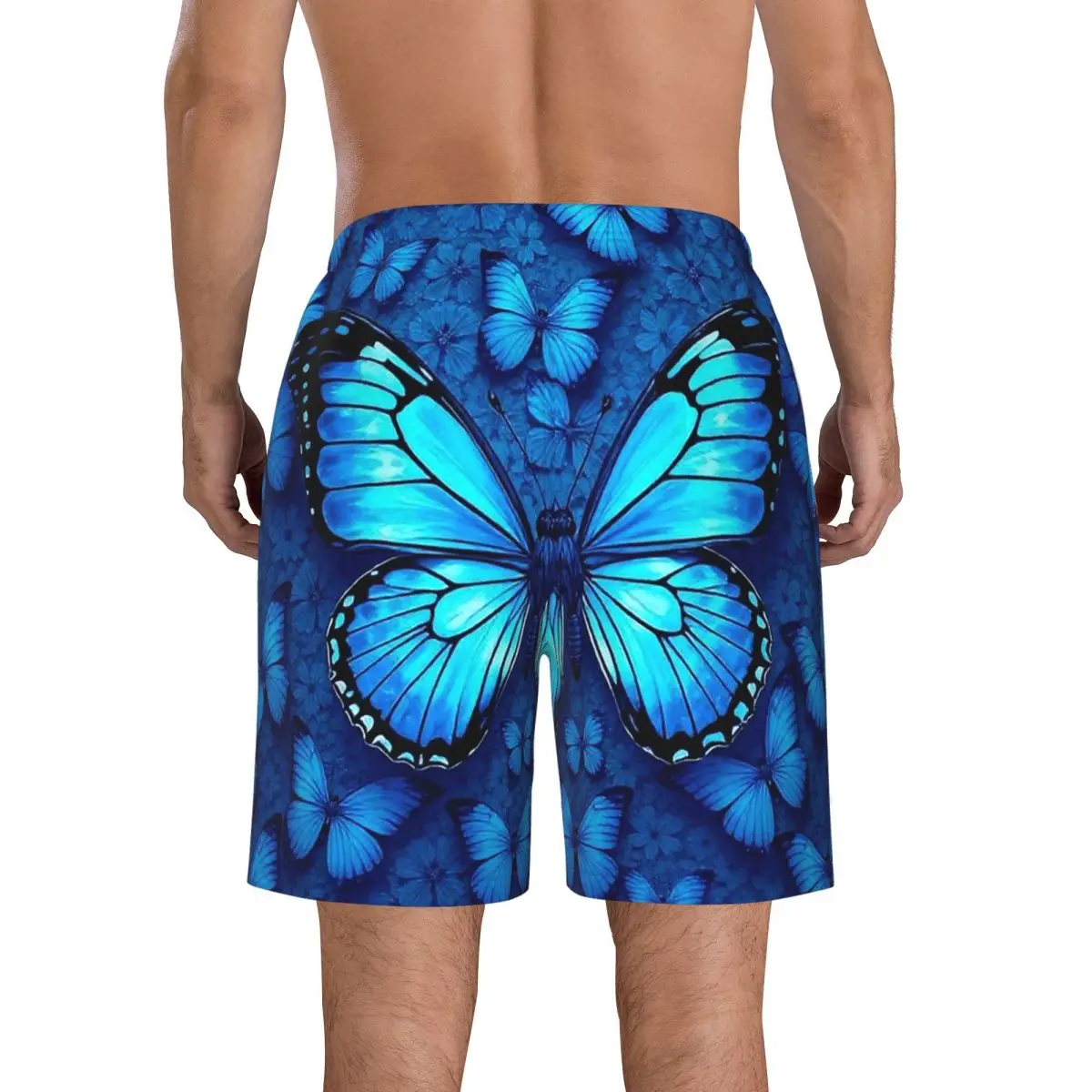 Blue Butterfly Trunks Beach Board Shorts Casual Quick Dry Swim Summer Men Pants