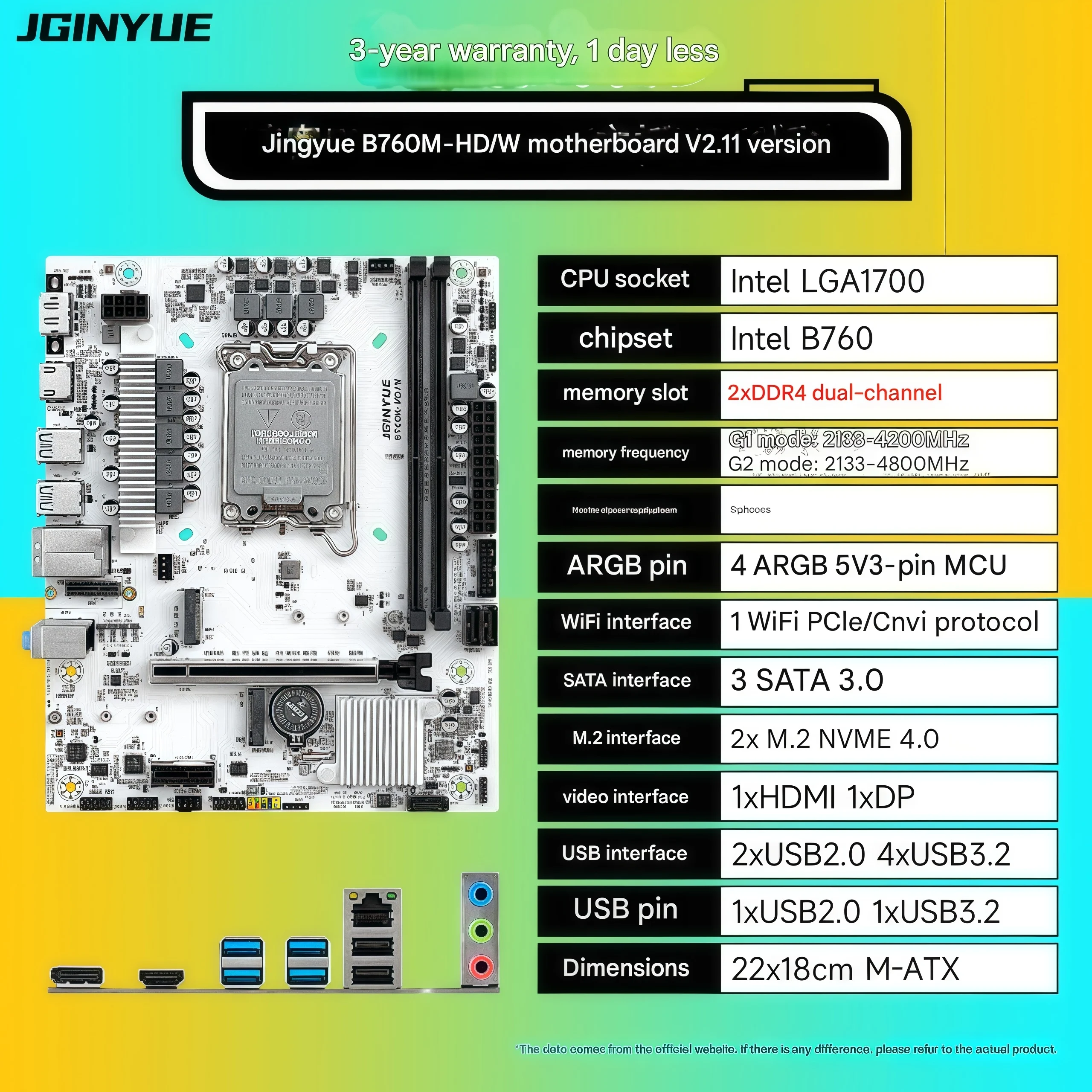 اللوحة الأم JingYue B760M HD/W، ذاكرة الوصول العشوائي DDR4، اللوحة الأم لسطح المكتب، Core i5 12400F/13400F/12490F (Intel B760/LGA 1700)