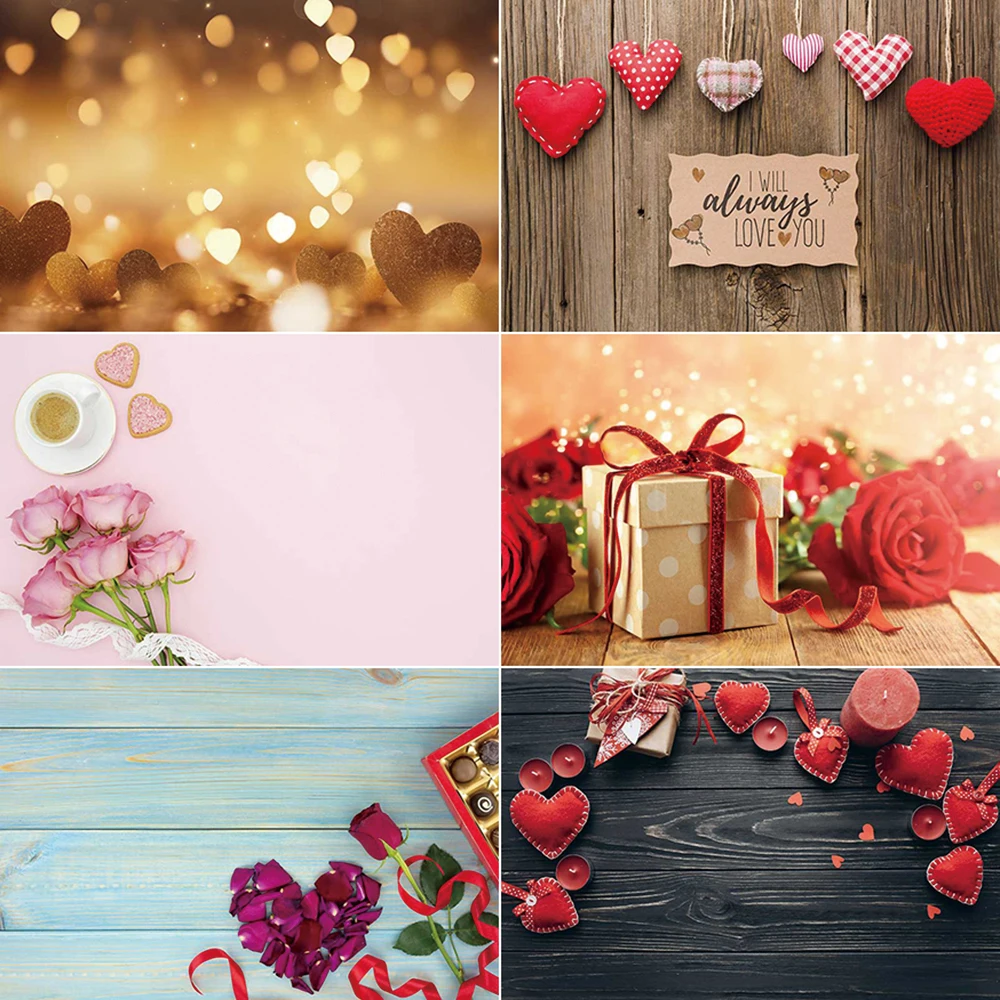 MOON.QG Valentine'S Day Photography Background Glitter Heart Plank Photozone Backdrop Children Photo Studio Photocall Props