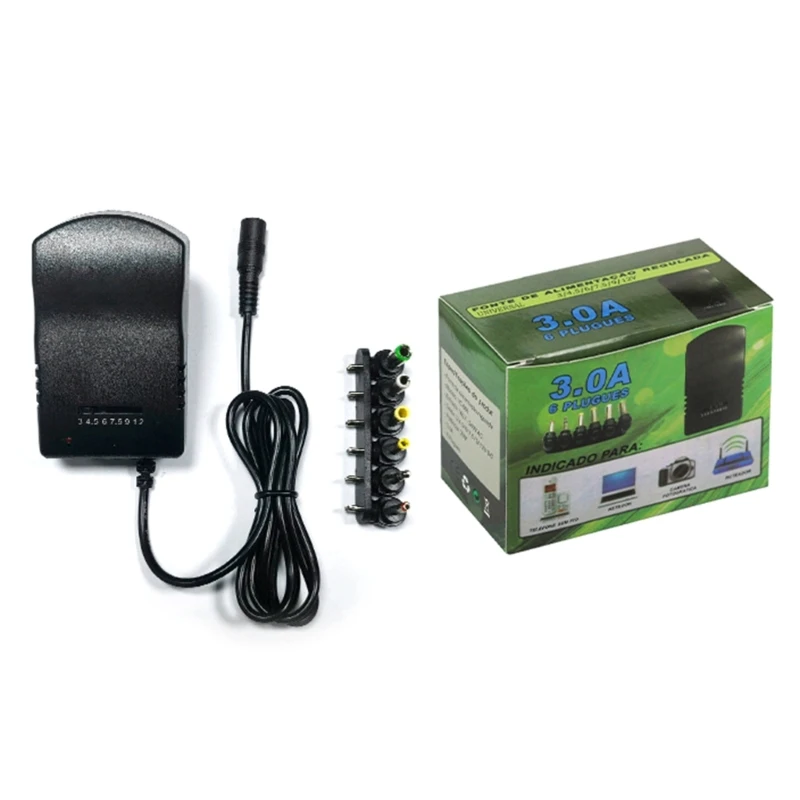 كابل شحن مزود الطاقة 12 فولت 3 أمبير 30 وات مع 6 نصائح لمحولات الطاقة