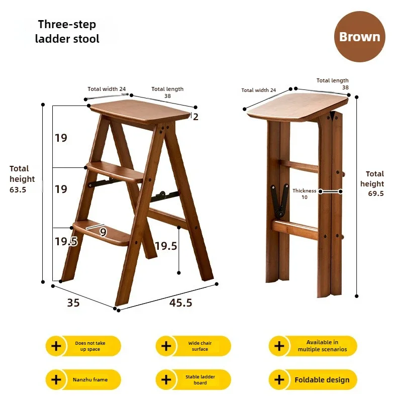 مقعد مرتفع للمطبخ متعدد الوظائف، مقعد ثلاثي الخطوات، مقعد سميك محمول، مقعد بار