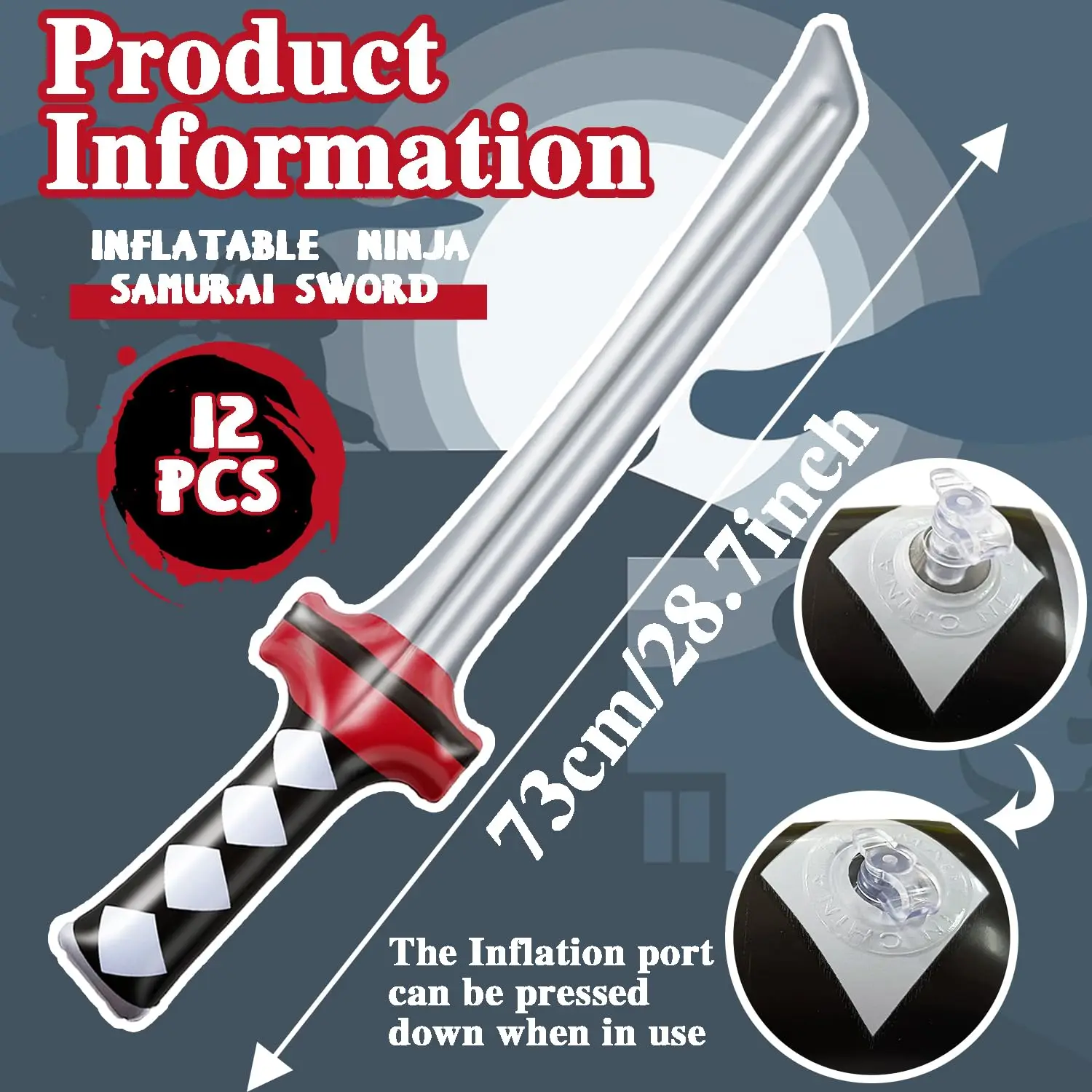 Inflatable Ninja Samurai Sword, Inflated Katana Sword Toy, Blow Up Ninja Swords for Party Favors Cosplay Samurai Theme Party