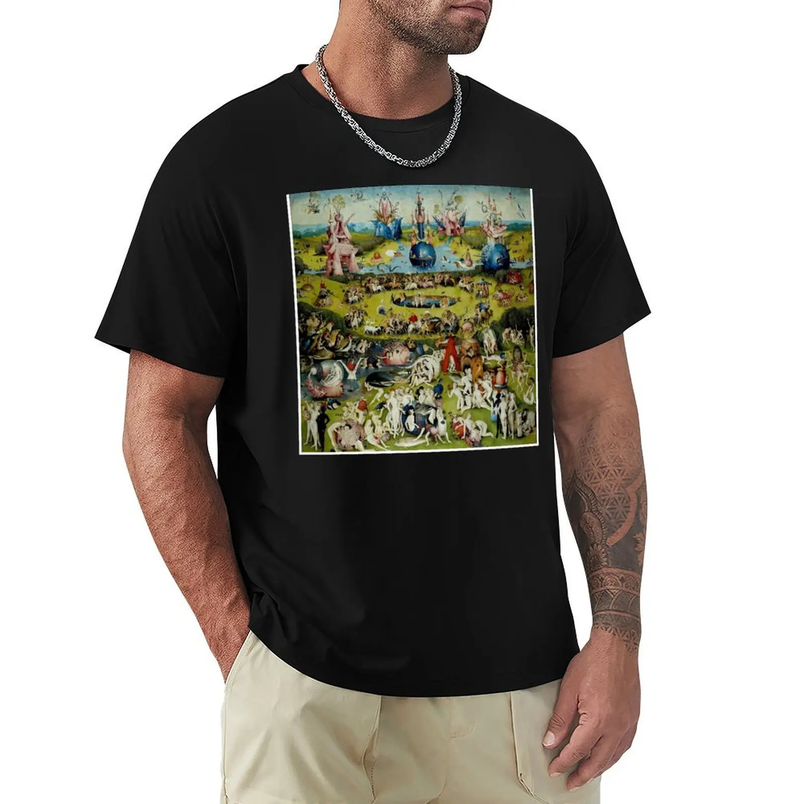 

THE GARDEN OF EARTHLY DELIGHTS : Vintage 1490 Painting by Hieronymus Bosch Print T-Shirt anime figures Men's t-shirts