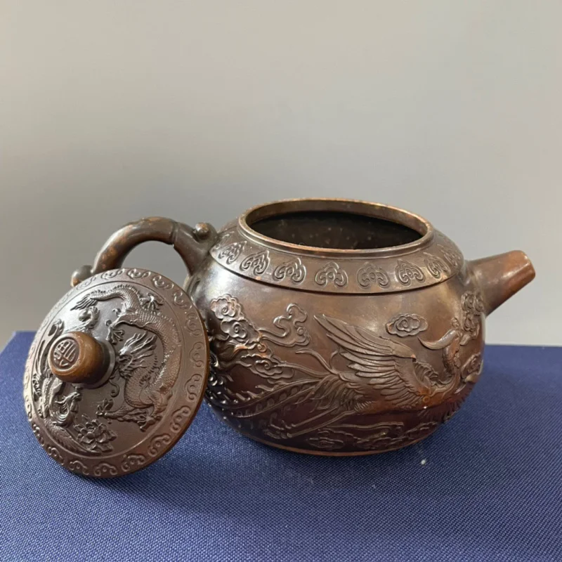 Dragon and Phoenix with antique relief, Hundred Blessings , "Fu" character wine pot, tea table decorative ornamen