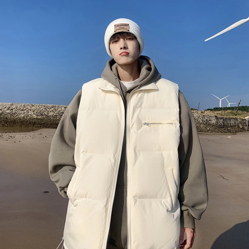 

Мужской утепленный осенне-зимний жилет: теплая верхняя одежда, универсальный, свободный крой, на молнии, повседневный, для подростков, модный