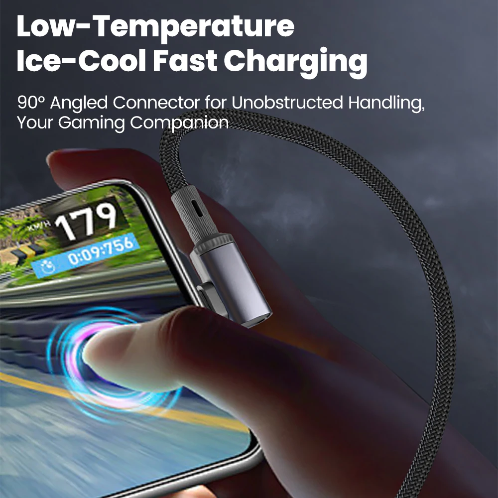 100 واط شحن سريع للغاية USB C إلى USB C كابل بيانات الكوع لعبة الهاتف المحمول نوع C كابل آيفون 17 16 سامسونج كمبيوتر محمول اللوحي