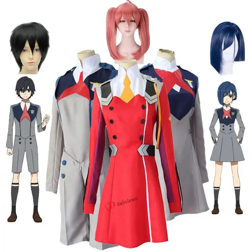 FRANXX the DARLING Cosplay en HIRO ICHIGO MIKU KOKORO Zero Two Cosplay uniforme escolar disfraz peluca Anime traje de Halloween