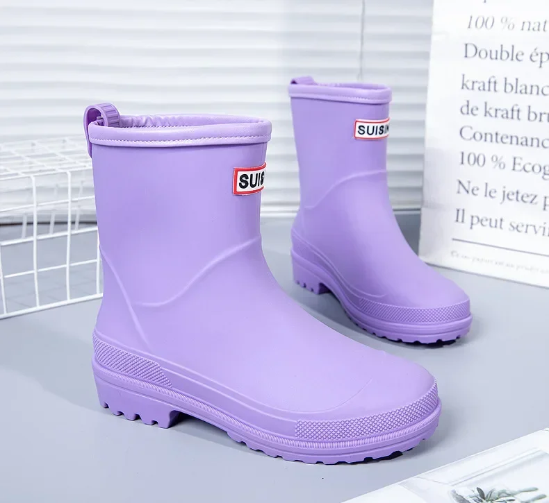Kurze Regenstiefel für Damen, rutschfeste PVC-Wasserschuhe, wasserdichte Outdoor-Schuhe, modische Damen-Wasserstiefel – Detail 28