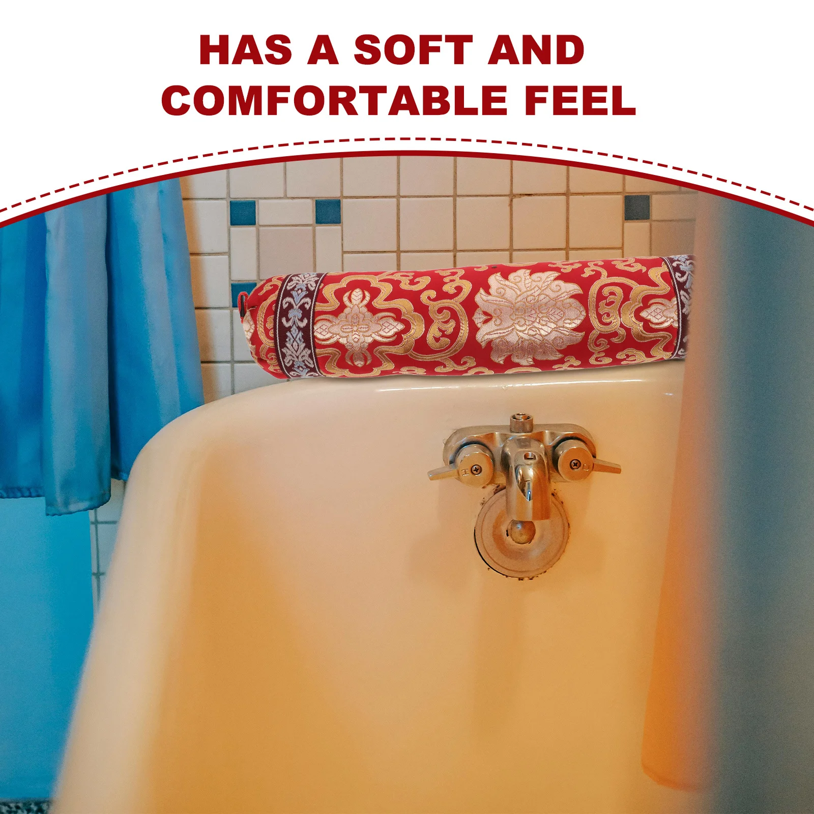 Classic Chinese Style Small Round Pillowcase Soft Buckwheat Filled Neck Pillow Breathable Home Cushion Sofa Lumbar Support