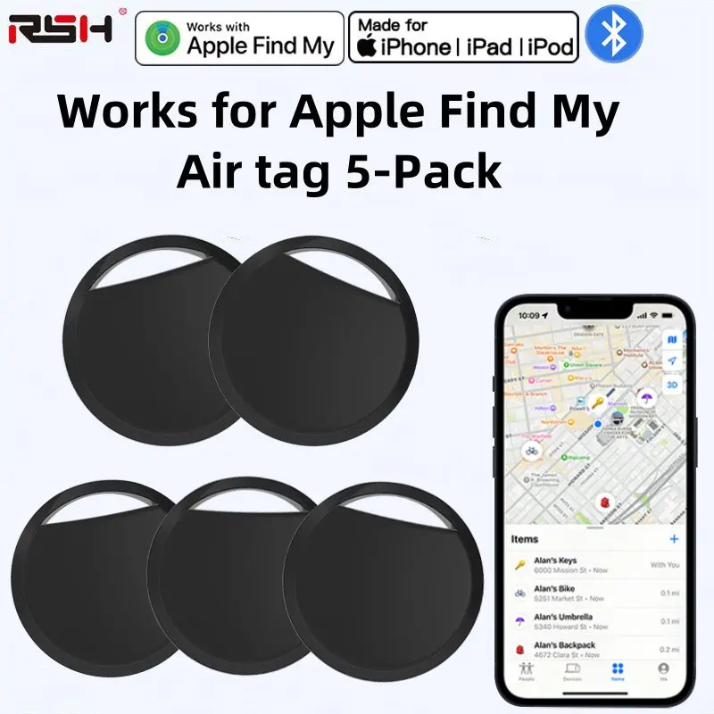 5er-Pack Smart Air-Tag (nur IOS), funktioniert mit Apple Find My (nur iOS), GPS Global Positioning Smart Tracker für Schlüsseltasche, Auto-Geldbörse