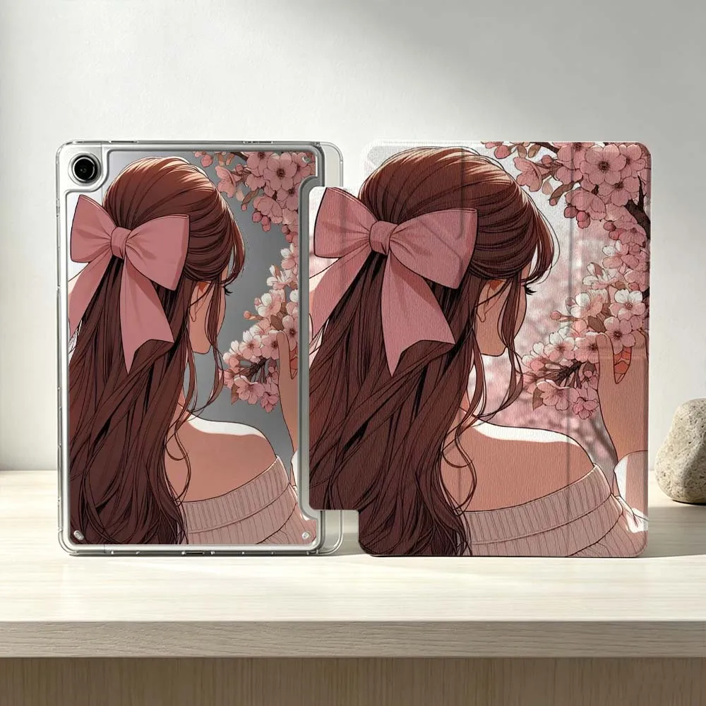 Cartoon Beautiful Girl Back Soft For Samsung Galaxy Tab S10 S9 S8 S7 S6 A11 A10 A9 FE Plus Lite Foldable 3Y Tablet Case