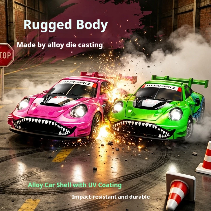 1/64 RC Alloy Drift Car Mini 4WD Remote Control Racing Car With LED Light Full Scale Throttle Off‑Road Drifting Toy