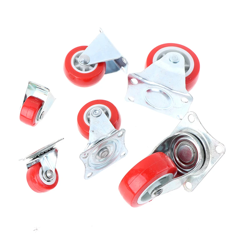 4PCS High Quality Household 1.5inch Furniture Caster Wheels Red Rubber Swivel Caster Roller Wheel Furniture Supplies 1/1.5/2inch