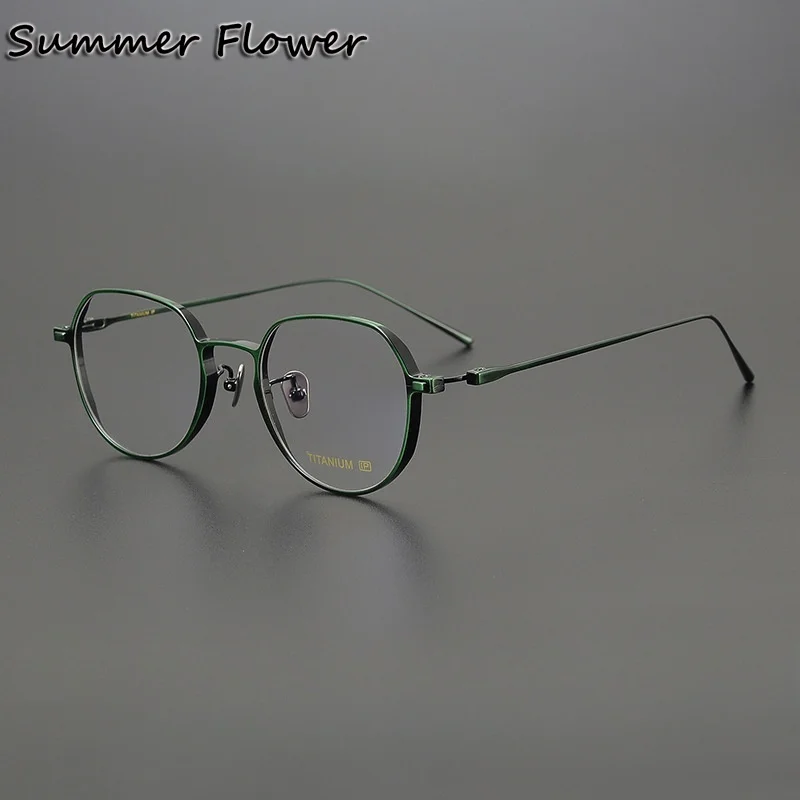 

Round Glasses Pure Titanium Men Women Ultra Light High End Optical Eyeglass Frame for Teens Retro Gafas for Prescription Lenses