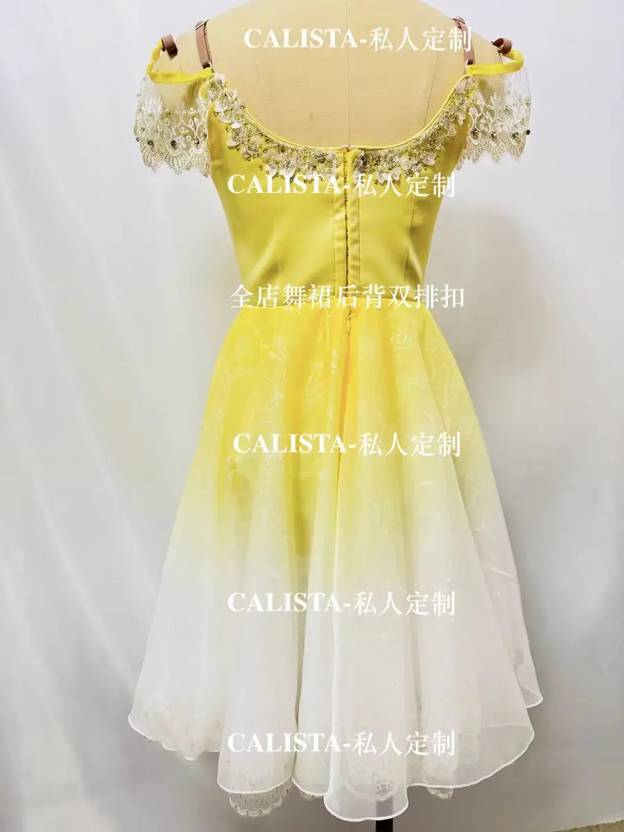 Swan Lake Friends Variation Tutu private custom yellow gradient color diamond shining light flowing skirt