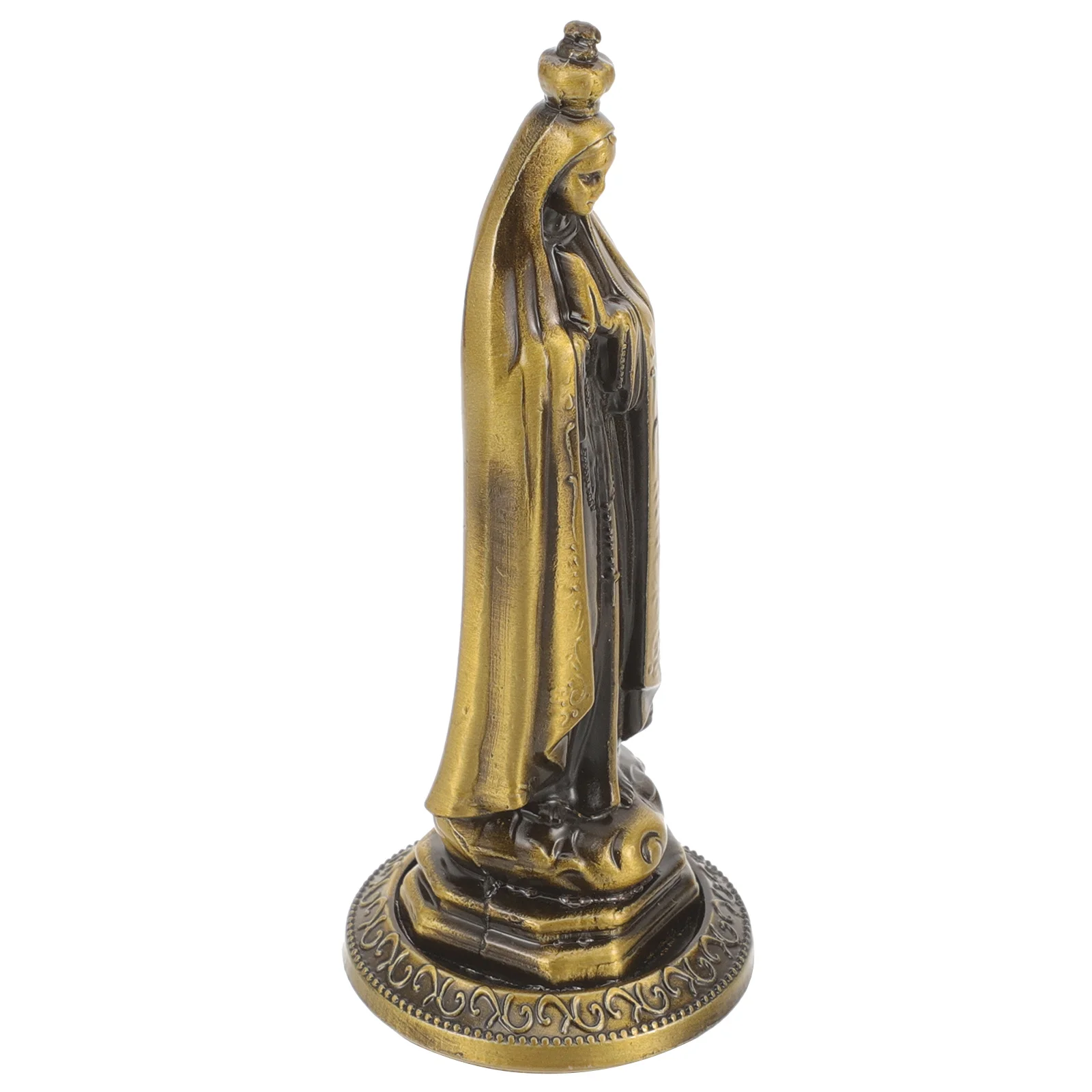 

Vintage Qing Statue Decor Zinc Alloy Mary Sculpture for Desktop Home Church Catholicism Ornament Religious Decoration