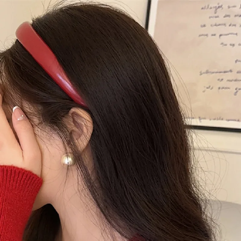 Vintage Pu Stirnbänder rote Farbe Haar bänder für Frauen Haarschmuck Mädchen Mode Kopf bedeckung