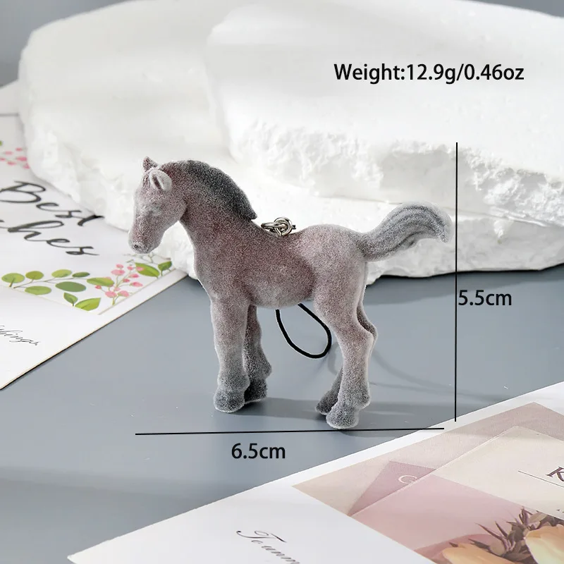 

Resin Flocking Elk Cow Horse Keychains Phone Lanyard For Friend Gift Pig Sheep Deer Animal Pendant Bag Earphone Case Accessories