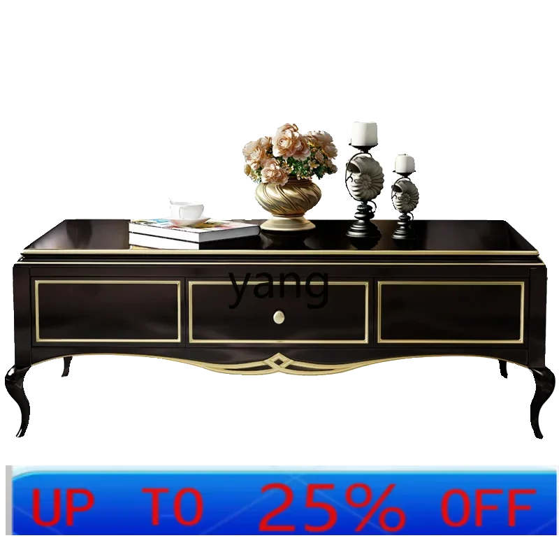 

LH light luxury coffee table TV cabinet combination all solid wood ebony European long table