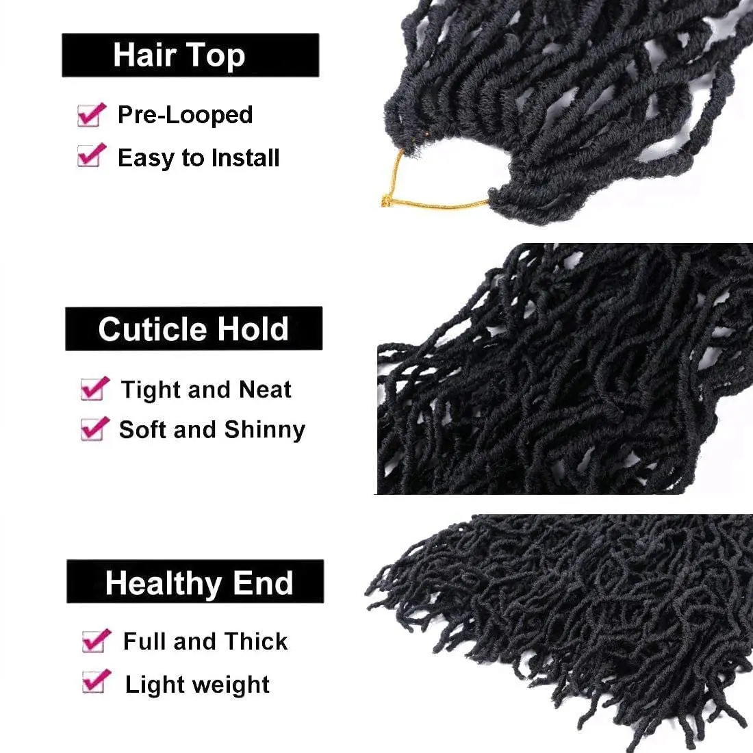 Faux Locs Synthetic Natural Butterfly Locs  Crochet Hair Pre-looped Soft Goddess Locs Curly Wavy Crochet Braids Hair For Women