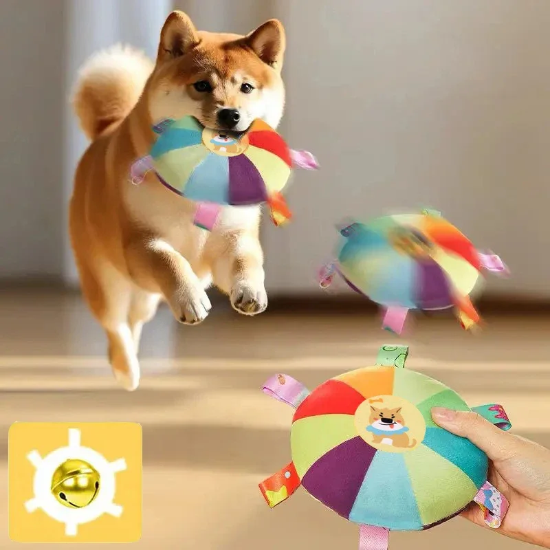 Brinquedo de Pelúcia Sonoro para Cães, Disco Voador de Desenho Animado, Brinquedo para Roer para Cães Pequenos, Resistente ao Desgaste e a Mordidas, Produto para Filhotes e Animais de Estimação