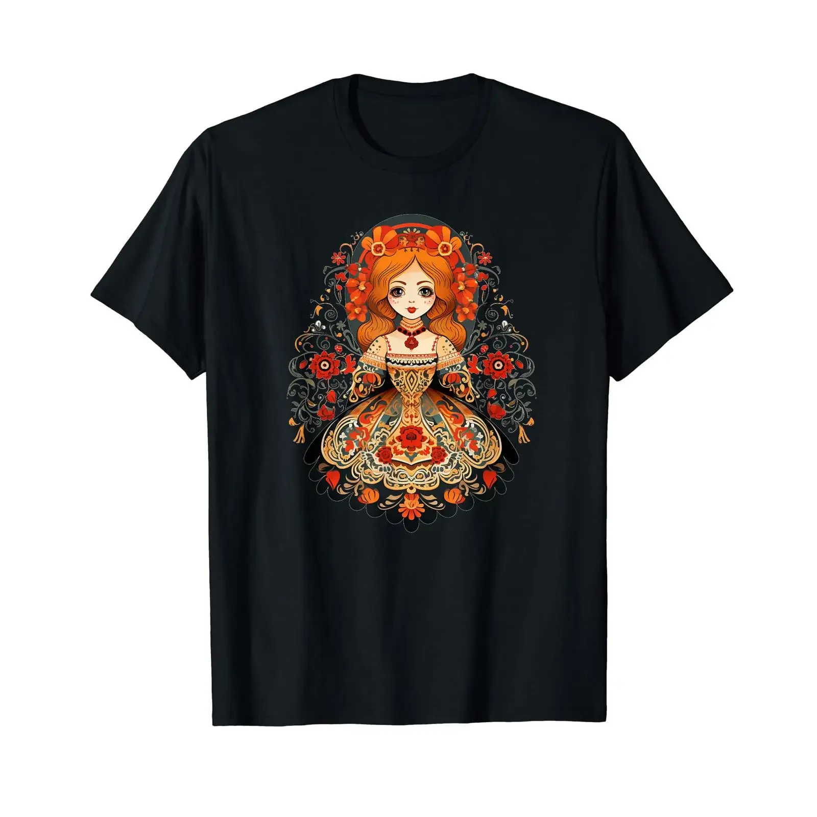 Cute Matryoshka with Dress for Russian Doll Lovers T Shirt black vintage Washed Stretched homme designer clothes Casual