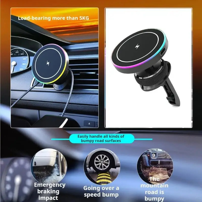 

Upgrades Car Mount Wireless Chargers 15W Power with Overheat Protect 360 Rotatable Car Phone Hold for Phone H8WD