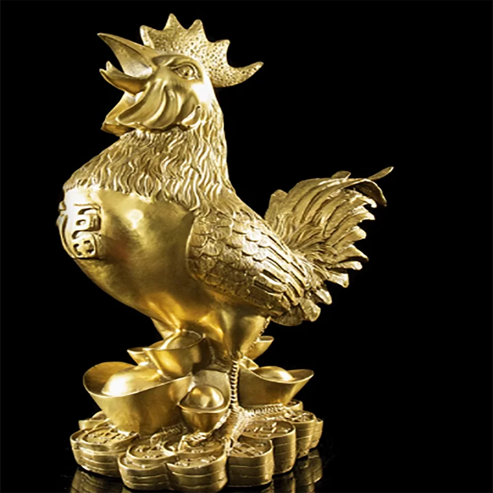 

Pure copper rooster ornament, Yuanbao rooster home and office decoration