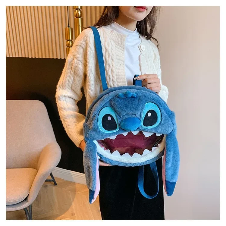 Disney-Sac à dos en peluche grande capacité pour enfants, Ins Japanese Blue Stitch, Cartoon drôle, Student, Maternelle, Cadeau pour enfant, Nouveau