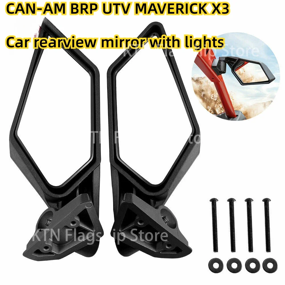 For CAN-AM BRP UTV MAVERICK X3 rearview mirror modified with light-motorcycle rearview mirror accessories