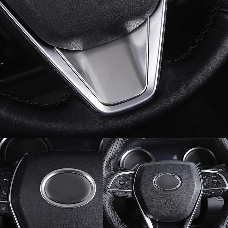 Para Toyota Camry 70 XV70 2018 ~ 2023 Kit de lentejuelas con emblema de volante de coche híbrido accesorios de marco de interruptor de botón de altavoz Bluetooth