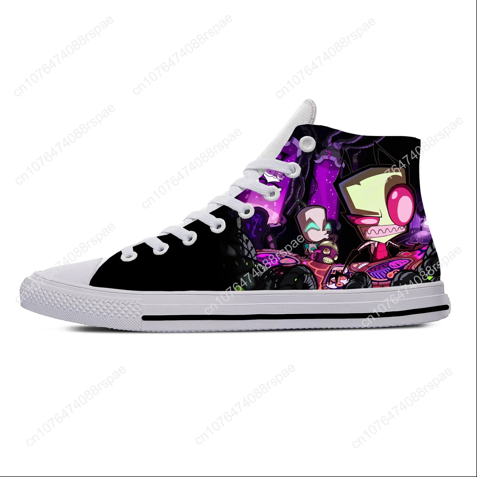 Hot Anime Cartoon Manga Invader Zim Funny Fashion Casual Cloth Shoes High Top Lightweight Breathable 3D Print Men Women Sneakers