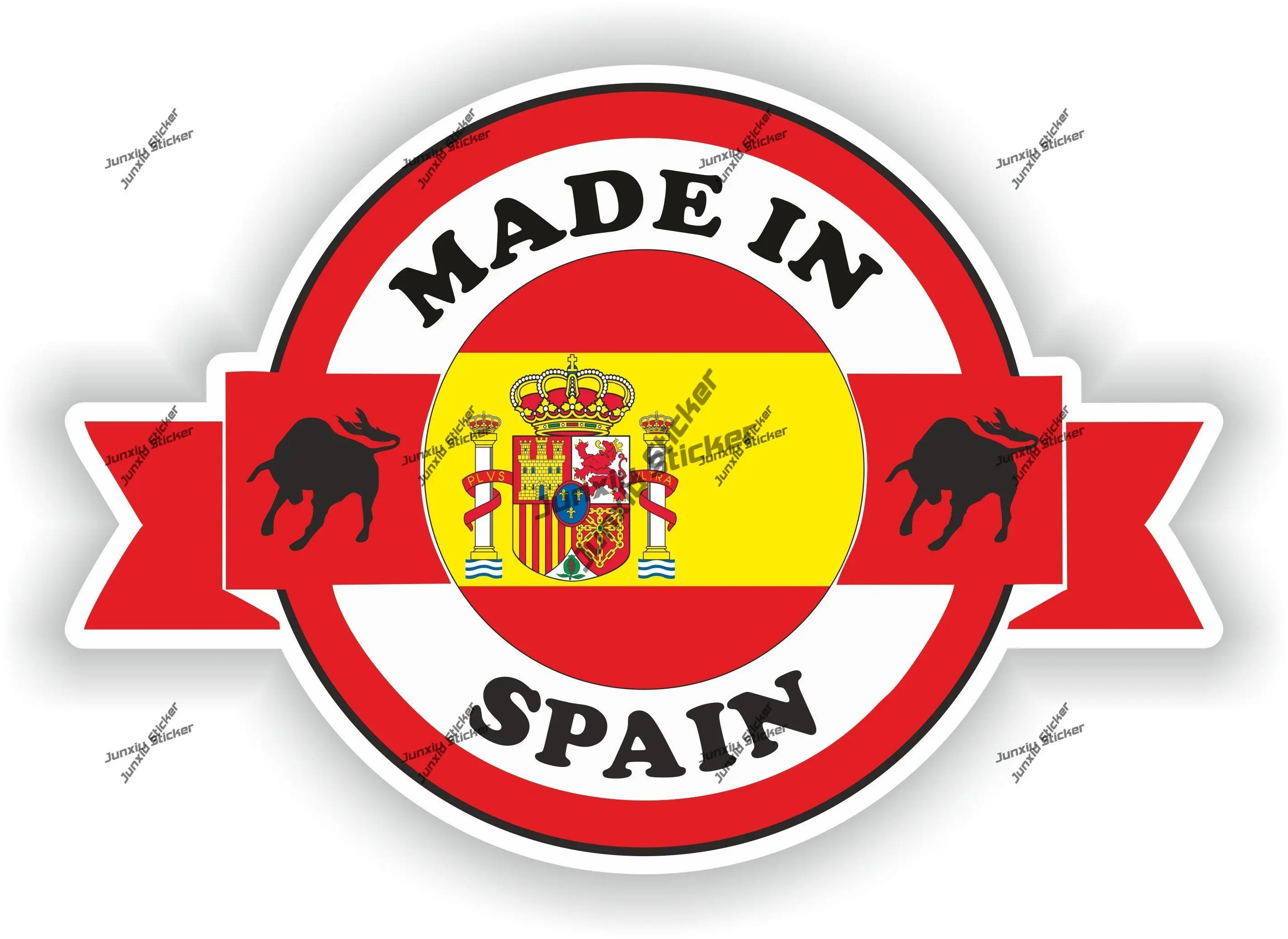 

Spain Sticker Coat of Arms of Spain Made in Spanish Flag Round Outline Seal Decal for Car SUV Bumper Pickup Camper Waterproof