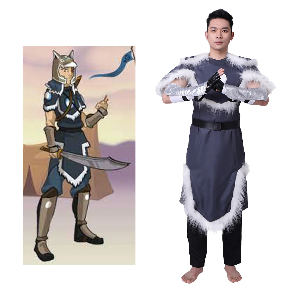 Sokka Cosplay Costume Warrior Sokka Blue Uniform Suit Adult Men's Sokka Blue Feather Outfits