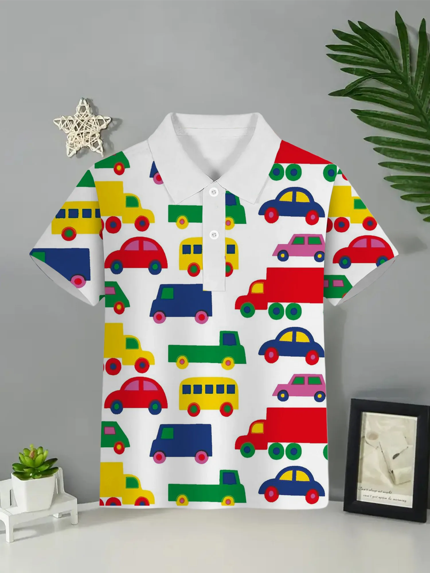 2024 abbigliamento per bambini ragazzo Cartoon Print Polo Automobile Graphic bambini Top manica corta per ragazzo abbigliamento per bambini estate