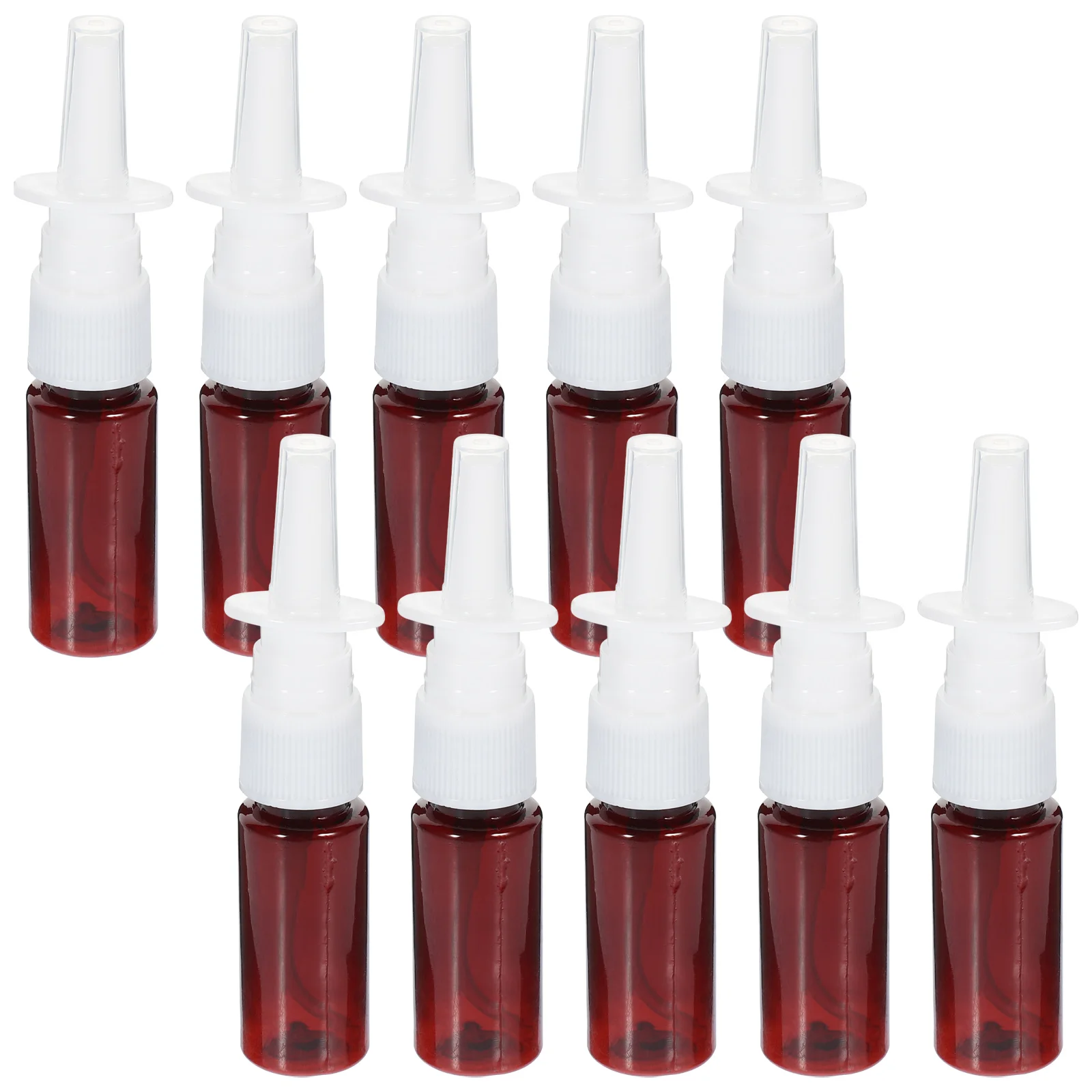 

10pcs 15ml Portable Nasal Sprayer Bottles Refillable Fine Mist Empty Spray Bottles (Brown Pet + 18R Direct Injection)