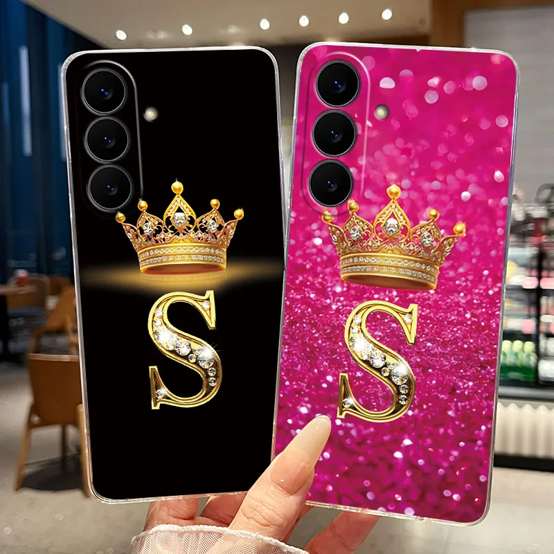 Casing For Samsung S26 FE / S25 FE Phone Case Fashion Crown Letter Clear Silicone Soft Back Cover For Galaxy S26FE S25FE Housing