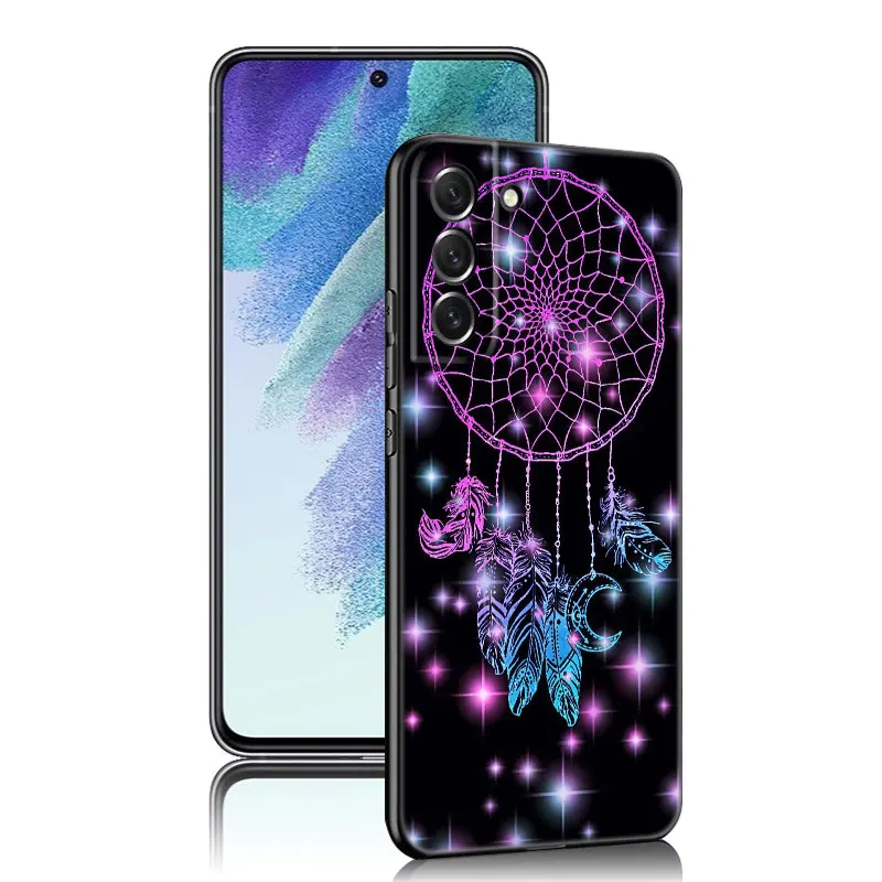 Dream Catcher Watercolor Phone Case For Samsung Galaxy S22 S21 S20 Ultra FE S10E S10 Lite S9 S8 Plus S7 Edge Soft Black Cover