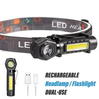 Rechargeable Super Bright LED Headlamp with XPE COB Beads Tail Magnet Dual Purpose Work Light Waterproof Flashlight