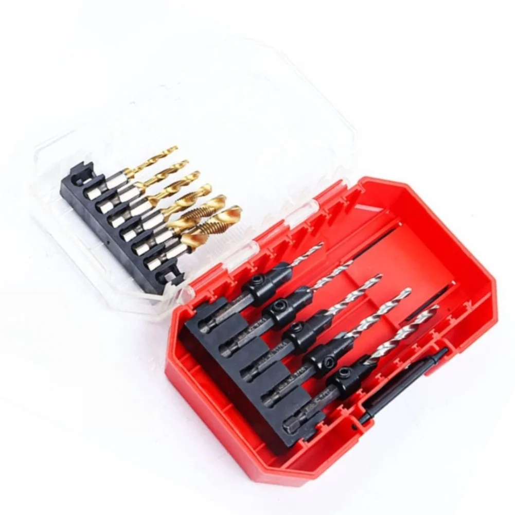 12Pcs/Set Countersink Drill Bit Set Tapered Drill Bits Counter Sink Drill Bit With Adjustable Depth Stop Rings Power Tools