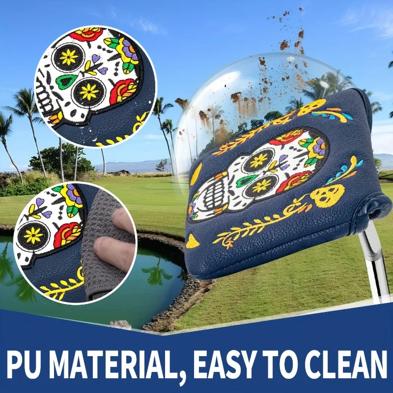 غطاء حماية لمضرب الجولف على شكل هيكل عظمي، تصميم للإغلاق المغناطيسي، خيارات حمراء/زرقاء، إكسسوارات أزياء الجولف، مقاومة للخدش #4