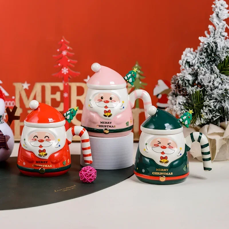 

New Christmas Mug Couple Ceramic Santa Claus Statue Creative 2023 Christmas Gift New Cover Design Office Home Milk Coffee Cup