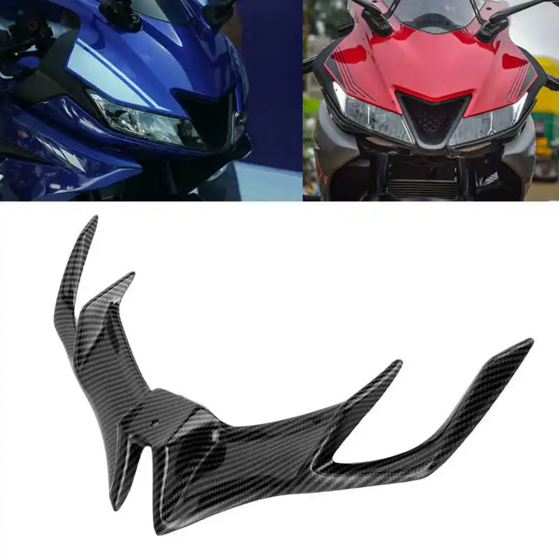 Motorcycle Front Fairing Aerodynamic Winglet Wing Cover Trim Carbon Fiber Style  For Yamaha R15 V3 2017 2018 2019 2020