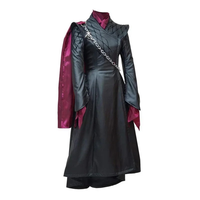 Movie House Dragon Daenerys Cosplay Costume Black Dresse Full Set Lady Suit Outfits For Women Halloween Party Roleplay MN12